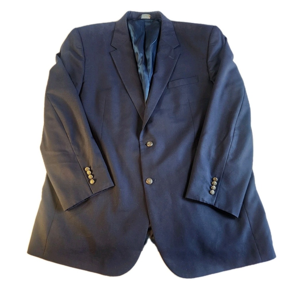 JOS A BANK Navy Wool Blazer Mens 48L Sport Coat Jacket Professional Brass Button